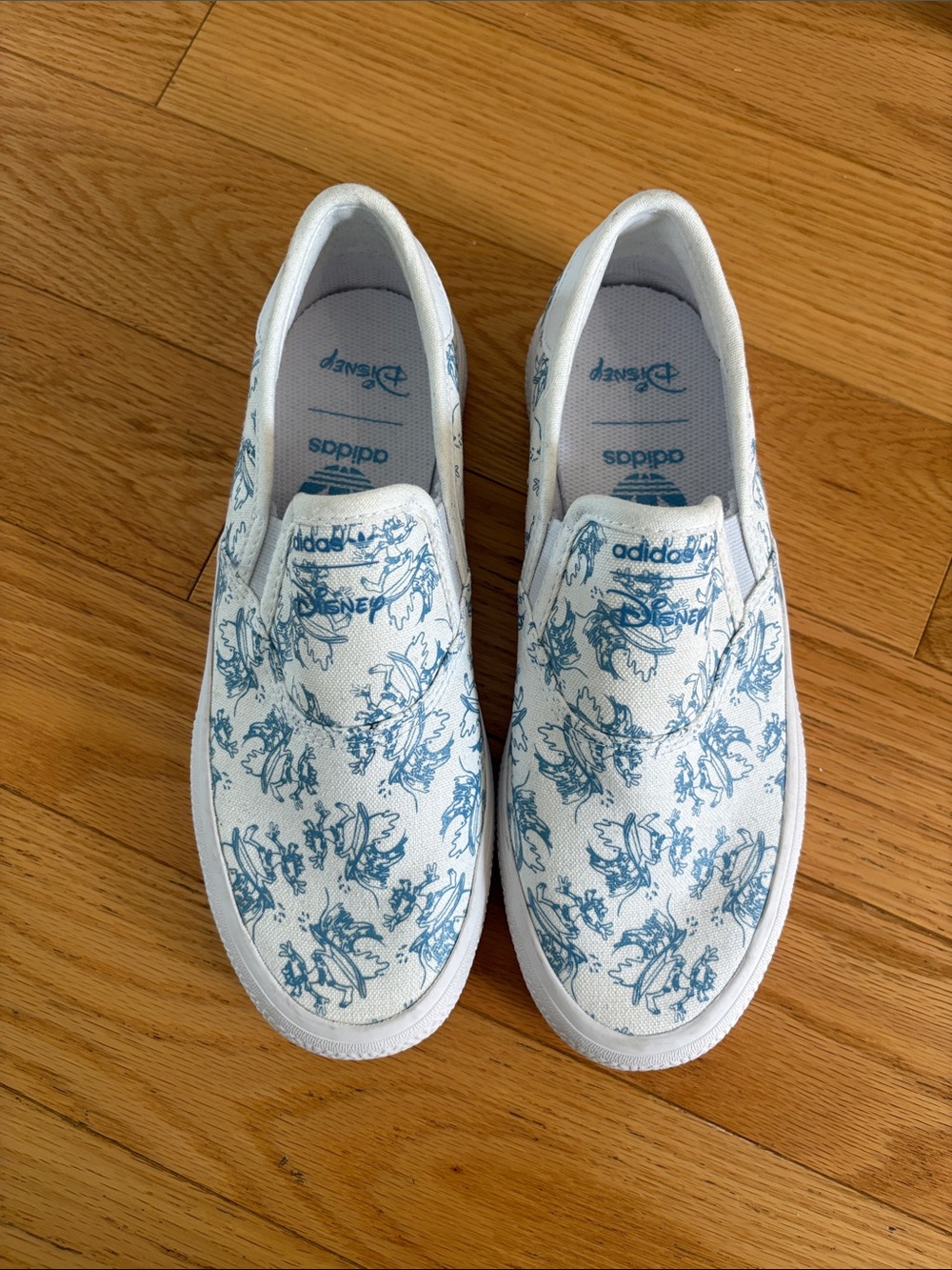 Kids' White & Blue Slip-On Sneakers AdidasXDisney